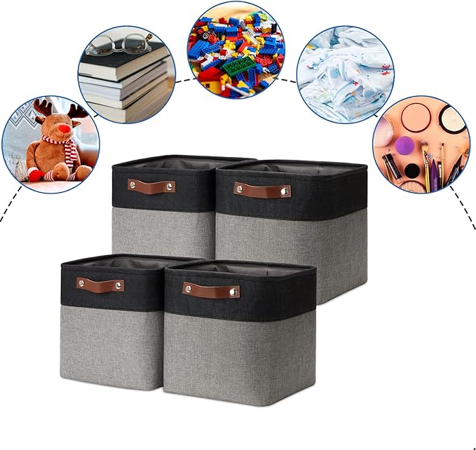 DULLEMELO 11x11 Cube Storage Bins for Cube organizer, Foldable Cube Storage Bins Baskets for Organizing Home Office Closet Shelves Toy Nursery,Fabric Cube Baskets Bin for Home organization-Ruum Studio Home