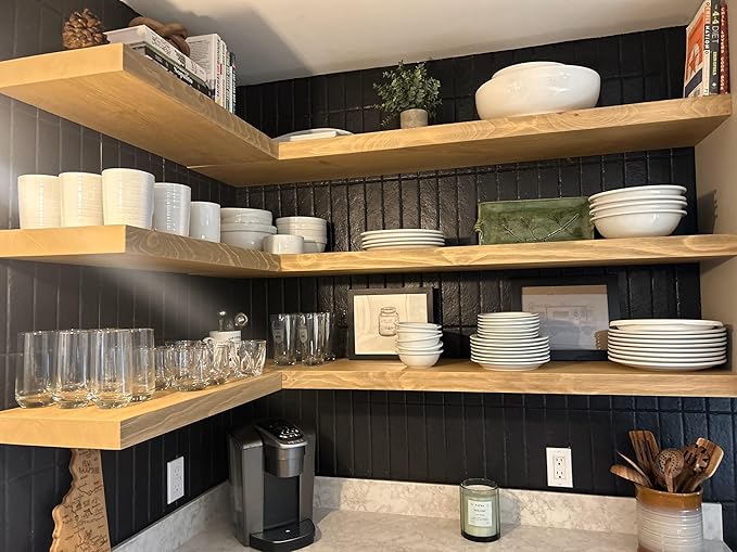 joelsantiques 42 Inch Wooden Floating Shelves for Wall - 42x8x2 in - Made of Natural Wood - Heavy Duty Rustic Wall Shelves Made in USA - Perfect for Living Room, Kitchen - Natural-Ruum Studio Home