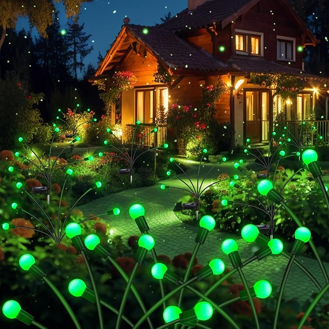 Solar Firefly Light, Christmas Lights for Outside Decorations, 4 Pack 24 LED Green Solar Garden Lights, Outdoor Waterproof Garden Decor for Yard Patio Pathway Lawn Christmas-Ruum Studio Home