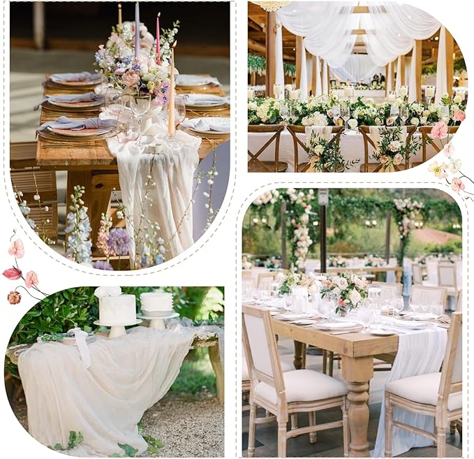 Sioloc Ivory White Cream Cheesecloth Table Runner Fall Autumn Decor for Home 10ft Table Cloth for Tea Wedding Birthday Party Baby Bridal Shower Halloween Thanksgiving-Ruum Studio Home