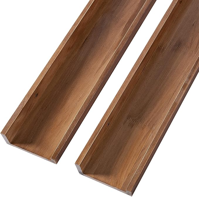 AZSKY Light Walnut Color Wood Wall Floating Shelves for Wall 36 Inch Bookshelf Wall Mount Picture Photo Frames Display Rack with Ledge Decorative Storage Shelves a Set of 2-Ruum Studio Home