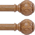 2 Pack Wood Curtain Rods for Windows 28 to 48 Inch(2.3-4Ft),1 Inch Adjustable Curtain Rod,Heavy Duty Curtain Rods,Wooden Netted Texture Drapery Rods,Single Window Curtain Rod 18-45",Brown Wood-Ruum Studio Home