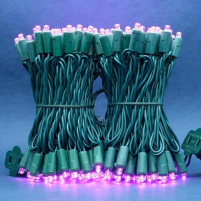 200 Count Pink Wide Angle LED Christmas Lights, 66 ft Green Wire UL Certified Commercial Grade 5mm Holiday String Light Set (Pink)-Ruum Studio Home