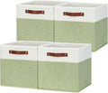HNZIGE Fabric Storage Cubes for Shelves Set of 4 ,Storage Cubes Baskets 12 x12, Decorative Storage Bins Basket with Handles, Green Baskets for Organizing Home Nursery(Green White)-Ruum Studio Home