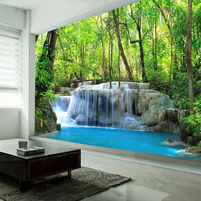 FENDROM Waterfall Tapestry Nature Stone River Forest Scenery Theme Print Landscape Jungle Wall Hanging for Living Room Party Beach Picnic Blankets Tablecloths Wall Decor-Ruum Studio Home