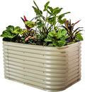 Vego garden 32" Extra Tall Raised Garden Bed Kits, 6 in 1 Modular Raised Planter Box for Vegetables Flowers Fruits Oval Metal Raised Garden Bed- Pearl White-Ruum Studio Home