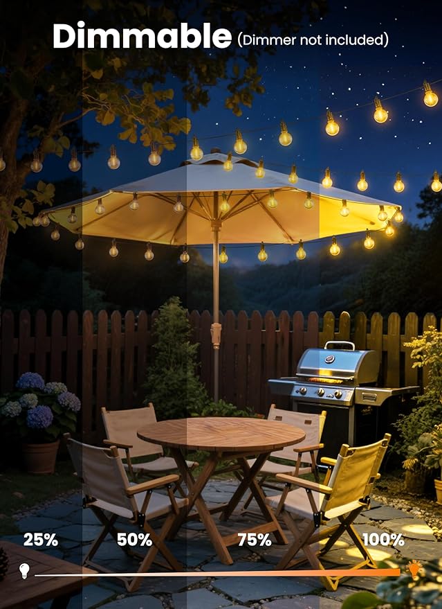 LED Outdoor String Lights, 150FT 75+2 Shatterproof Bulbs Outdoor Patio Lights, IP65 Waterproof Connectable Hanging Outside Light for Backyard, Porch, Deck, Balcony, 2200K-Ruum Studio Home