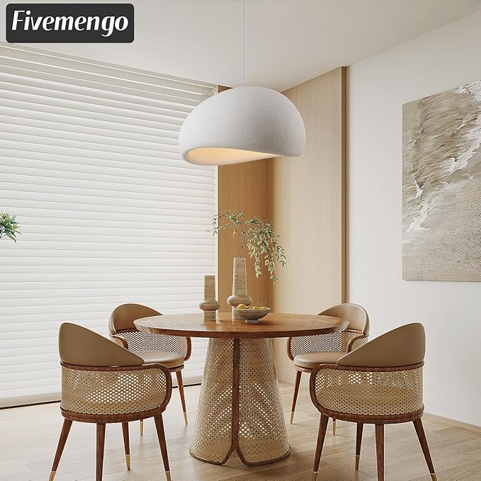 15.7in Wabi Sabi Pendant Lights Kitchen Island Lighting Fixture Ceiling Mount White Modern Japanese Lamp Japandi Chandelier for Dining Living Room Hallway Bedroom Restaurant Hanging Lamp-Ruum Studio Home