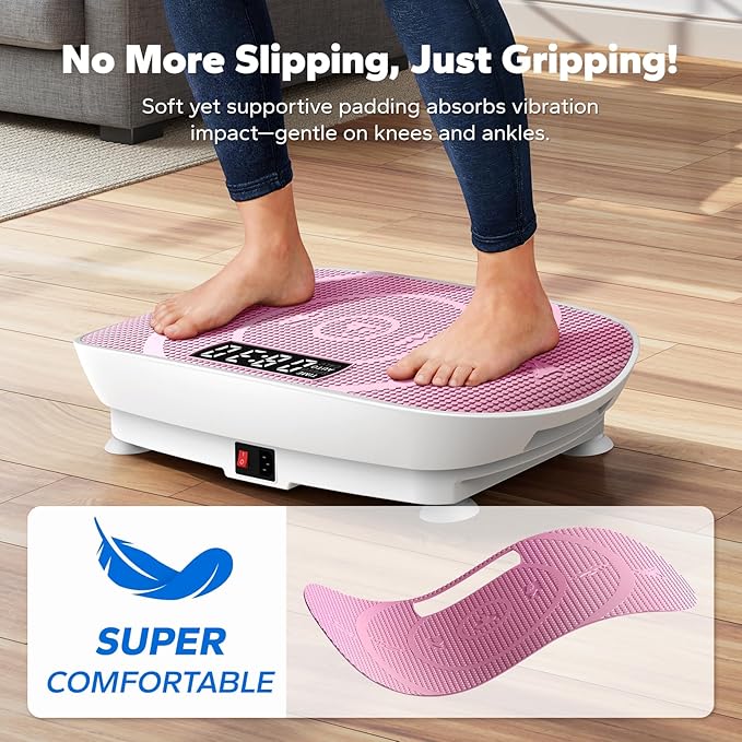 MERACH Slim Vibration Plate Exercise Machine, Vibration Plate for Lymphatic Drainage Weight Loss, Vibrating Plate with Real-Time Calorie Tracking on LED Display, Workout Equipment for Home Women Men-Ruum Studio Home