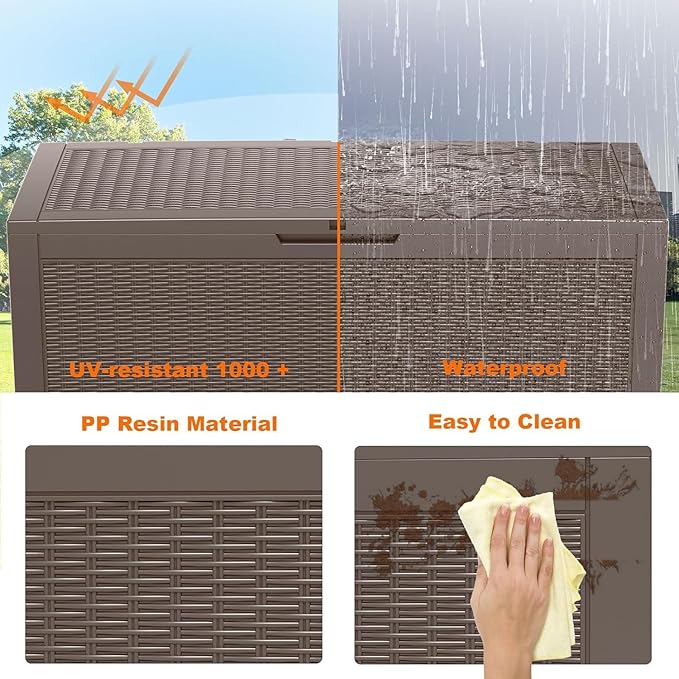 Vixzen 100 Gallon Waterproof Deck Box – Outdoor Storage Organizer for Patio & Garden,Grey-Ruum Studio Home