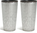 Worth Garden 22.5" H. Plastic Planters - Set of 2 Silver Color Tall Conical Plant Pots for Indoor Outdoor Use - Decorative Lightweight Flower Pots for Front Porch, Patio, Deck - 12.5" Dia x 22.5" H-Ruum Studio Home