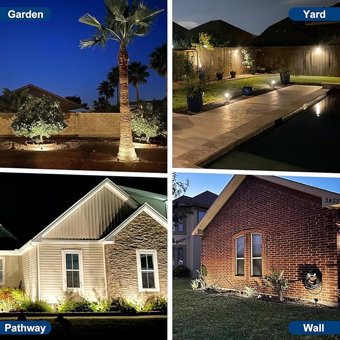 Solar Spot Lights Outdoor, 2 Pack Outdoor Solar Lights for Yard Waterproof, 4 Lighting Modes Solar Landscape Spotlights, Auto On/Off Solar Powered Flood Lights Garden Pathway (Cool White)-Ruum Studio Home