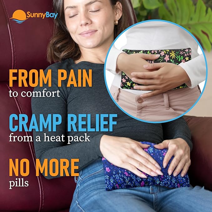 SunnyBay Small Microwave Heating Pad, Microwavable Versatile Cold/Heated Neck and Shoulder Wrap for Back Pain and More, Moist Heat Cotton-Fleece Pad, 6x11 Inches, Lilac and Green Flowers, Pack of 2-Ruum Studio Home