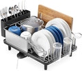 Stainless Steel Dish Drying Rack - Large Capcity 304 Grade Dish Drainer for Kitchen Counter with Drain Board, Utensil Holder & Detachable Cup Shelf, Rustproof Multifunctional Organizer-Ruum Studio Home