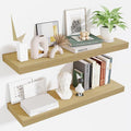 Fun Memories Floating Shelves for Wall 36 Inches, Wood Shelves with Invisible Bracket, 10" Deep Shelves Wall Mounted, Large Wood Floating Shelves for Living Room Bathroom, Oak, Set of 2-Ruum Studio Home