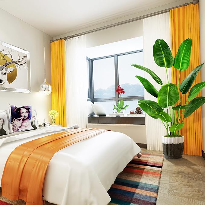 5.5ft Artificial Silk Bird of Paradise Palm Tree (65in) with 12 Trunks Faux Tree and Plastic Nursery Pot, Fake Plant for Office House Farmhouse Living Room Home Decor (Indoor/Outdoor)-Ruum Studio Home