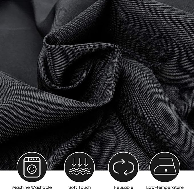 Surmente 10 Pack Black Tablecloth 90 x 156-inch Rectangular Polyester Table Cloth for Weddings, Banquets, or Restaurants-Ruum Studio Home