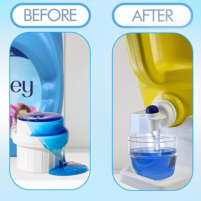 TidyFriend Laundry Detergent Dispenser with Tray & Strap, Laundry Soap Dispenser with Non-Slip Rubber Feet for Washing Room Organization, Easy Pour (White)-Ruum Studio Home