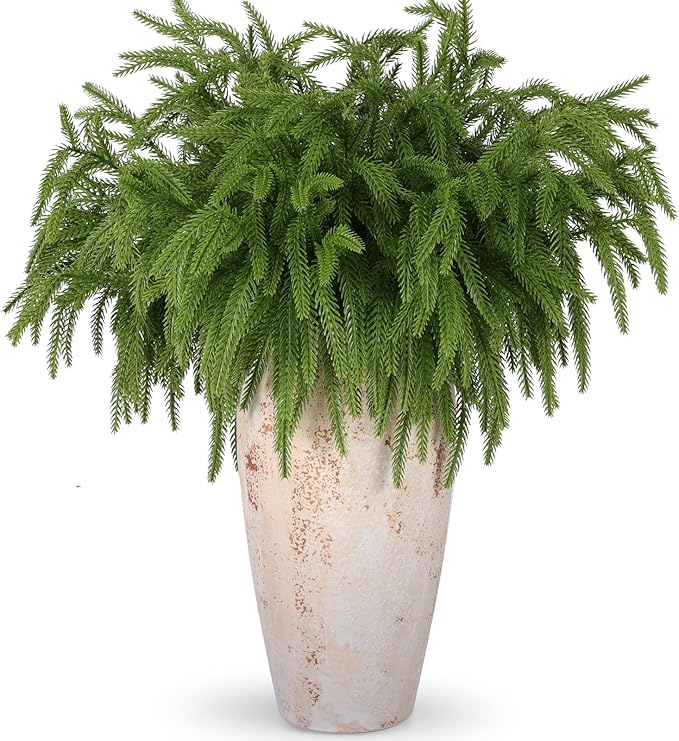 24 Pcs Artificial Norfolk Pine Branches, Faux Norfolk Pine Stems DIY Crafts Faux Christmas Norfolk Pine Branches for Xmas Indoor Outdoor Home Decor (24)-Ruum Studio Home
