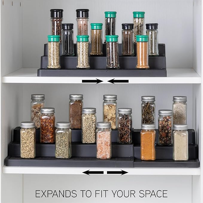 SIMPLEMADE 3-Tier Spice Rack Organizer - Versatile Storage Shelf for Kitchen, Bathroom, Bedroom & Office, Set of 2, Expandable Black-Ruum Studio Home