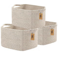 COMFY-HOMI 3PACK Cotton Rope Woven Basket With Handles for Shelves, Toy, Book, Cloth Storage Basket for Organizing|13.5" x 11" x 9.5" Decorative Nursery Cube Bin for Living Room（all brown）-Ruum Studio Home