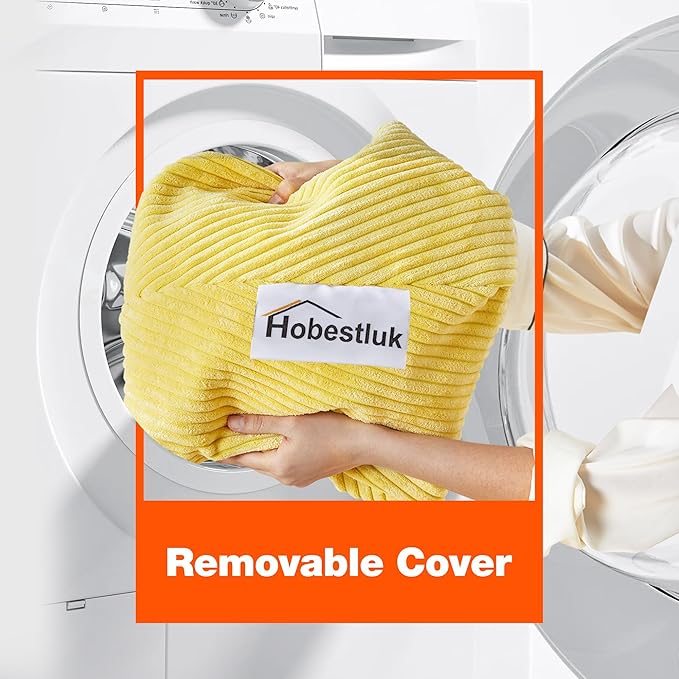 Hobestluk 4.5FT Bean Bag Chair Giant Bean Bag Chair with Filler Included Adult Bean Bag Chairs with Removable Cover for Bedroom Living Room - (Jumbo, Yellow)-Ruum Studio Home