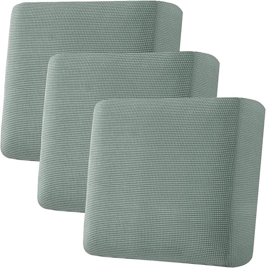 H.VERSAILTEX Super Stretch Individual Seat Cushion Covers - Sofa & Couch Cushion Slipcover Sets - Thick Jacquard Textured Twill Fabric (3 Piece XL, Sage)-Ruum Studio Home