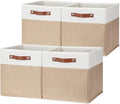 HNZIGE Fabric Storage Cubes, Cube Storage Bins 12 x 12, Set of 4, Decorative Storage Baskets for Shelves with Handles,Foldable Bins for Cube Shelf Organizer Home Toy Nursery Closet(Beige White)-Ruum Studio Home
