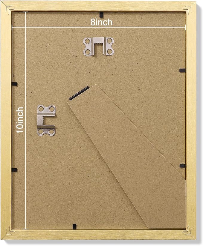 Vittanly 8x10 Picture Frames Set of 9, Shatter Resistant Plexiglass, Display 5x7 Pictures with Mat or 8x10 without Mat, Photo Frames for Wall or Tabletop, Engineered Wood, Gold-Ruum Studio Home