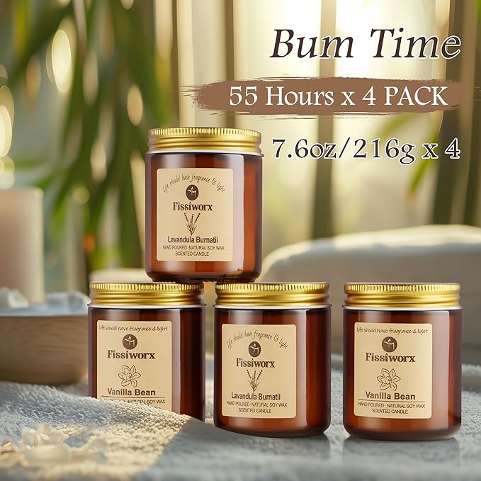 Scented Candle Set 4 Pack, Candle for Home Scented, Odor Eliminating, Stress Relief, 30oz, 220 Hours Long Lasting Soy Wax Gift Set for Women-Ruum Studio Home