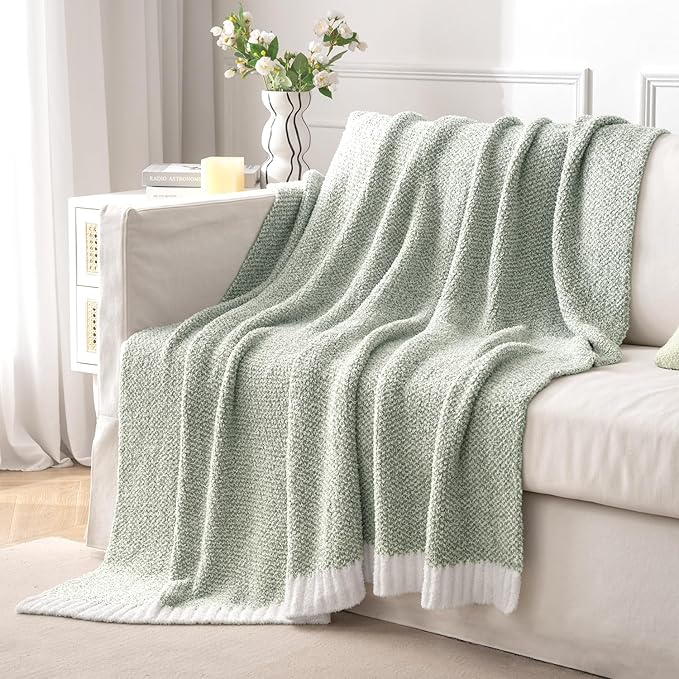 MIULEE Sage Green Super Soft Throw Blanket for Bed, Twin Size Cozy Fluffy Warm Blankets Knit Blankets for Couch, Sofa, Chair, Living Room, Camping, Picnic, 60 x 80 inch-Ruum Studio Home