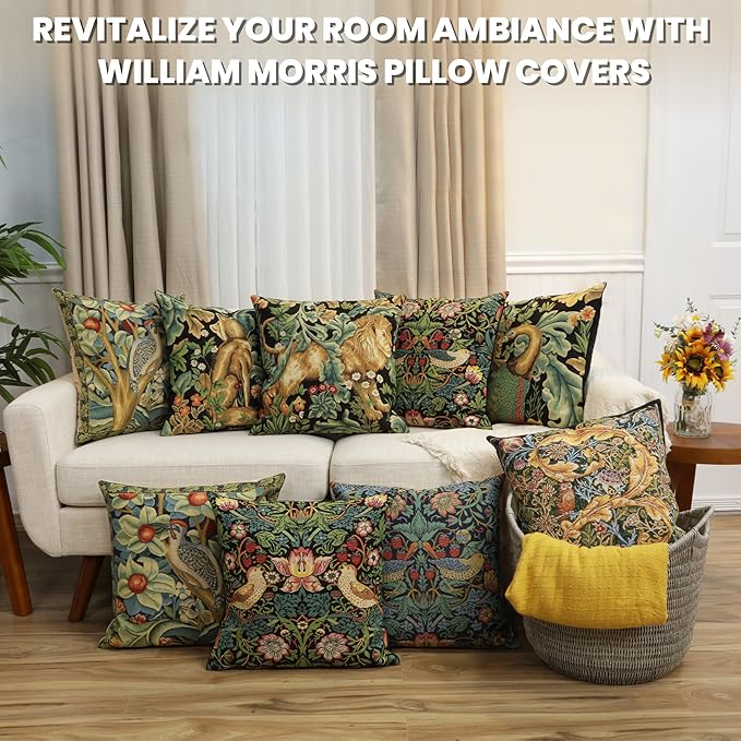 Charlotte Home Furnishings Throw Pillow Covers, Decorative Boho Pillow Covers for Couch, Living Room, Black Strawberry Square Cushion Cases 18x18 in, European Cotton Jacquard Woven, Cozy Bedroom Decor-Ruum Studio Home