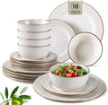 GBHOME Ceramic Dinnerware Sets,18 pcs Embossed Elegant Stoneware Plates and Bowls Sets, Housewarming Wedding Gift | Dishwasher & Microwave Safe | Dishes Set Service for 6-Ruum Studio Home