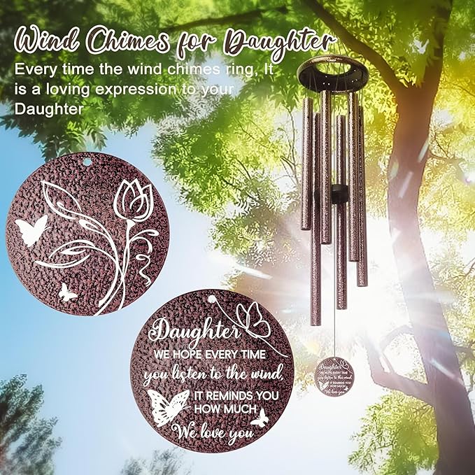Gifts for Daughter, 25''Wind Chimes, Birthday Gifts for Daughter Adult,Unique Gift for Grown Daughters,Thanksgiving,Christmas Day Gift Ideas for Love Rreminder.-Ruum Studio Home