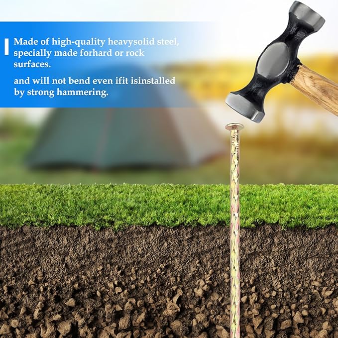 100 PCS 6 Inch Spiral Metal Galvanized Landscape Spikes, Galvanized Non-Rust Metal Garden Stakes, Garden Nails for Artificial Turf, Weed Barrier, Tent, Carpentry and More, by GENHAKON.-Ruum Studio Home