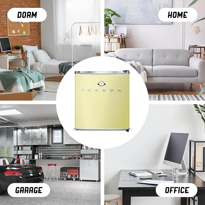 IBCR17SUN Compact, Energy Star Certified Small, Single Door Mini Fridge with Freezer Refrigerator, Standard (1.7 cu ft), Sun Yellow-Ruum Studio Home