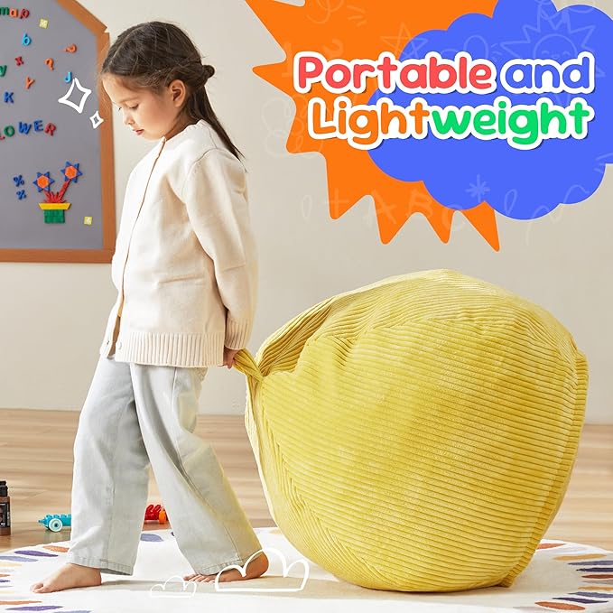 Hobestluk 2.5FT Bean Bag Chair Beanbags Small Bean Bag Chair with Filler Included Teardrop Bean Bag with Removable Cover for Bedroom Living Room (Small, Yellow)-Ruum Studio Home