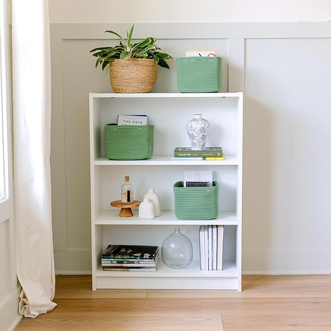 NaturalCozy Storage Cubes 9”x9”x7”Cotton Rope Woven Baskets for Organizing 3-Pack | 9 Inch Cube Storage Bin | Small Basket for Shelf Nursery, Pantry, Decorative Plant, Bathroom Closet, Toy Gift-Ruum Studio Home