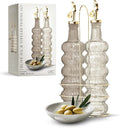 COOK WITH COLOR Glass Olive Oil Bottle Dispenser - 2 Pack- 17oz Oil and Vinegar Cruet - Olive Oil Carafe Decanter for Kitchen-Ruum Studio Home