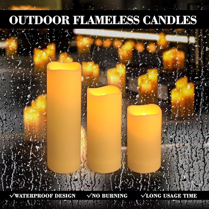 72-Pack Realistic Flameless LED Candle, Battery Operated with Remote Control, 3D Flame Pillar Timer Funtion Melted Top Safe,Perfect for Indoor/Outdoor Decor,Wedding,BBQ and Gift.-Ruum Studio Home