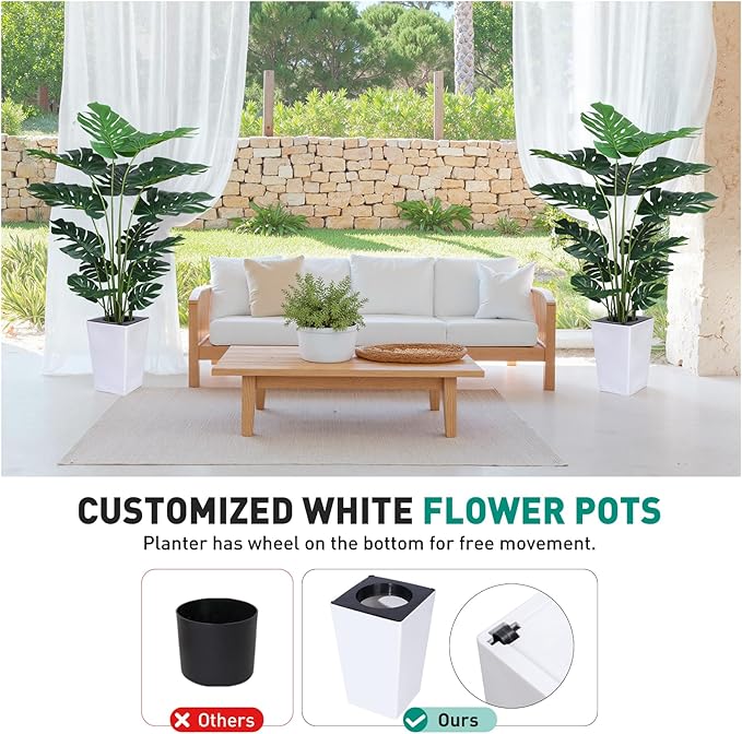 Artificial Monstera Plant 5ft, Realistic Fake Plants with Silk Leaves & Texture Trunk, Artificial Plants for Home Office Decor Indoor Outdoor Housewarming Gift-Ruum Studio Home