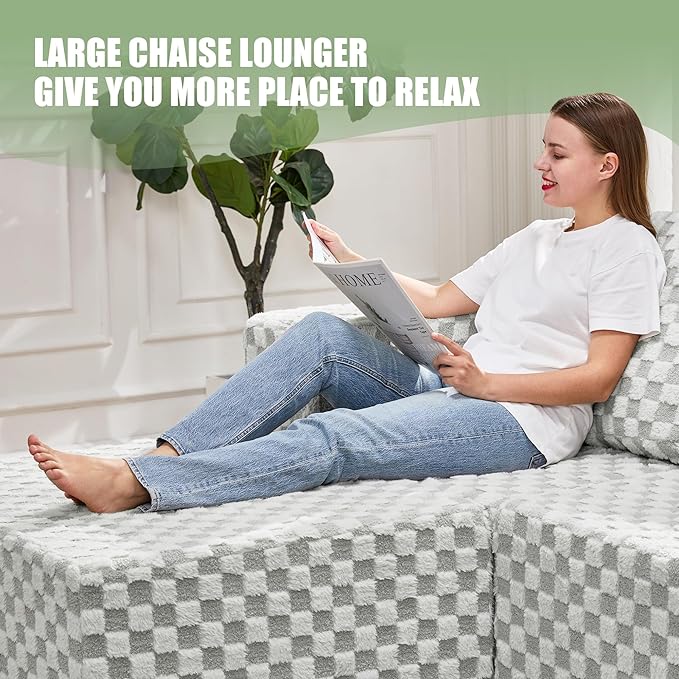 Hobestluk Modular Sectional Sofa Memory Foam Couch L Shape Sofa for Living Room Loveseat with Chaise Lounge Cloud Couch with Removable Cove (Plush GREYOLIVE, Loveseat with Chaise)-Ruum Studio Home