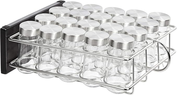 Amazon Basics 20 Jars Spice Organizer Rack, Silver-Ruum Studio Home