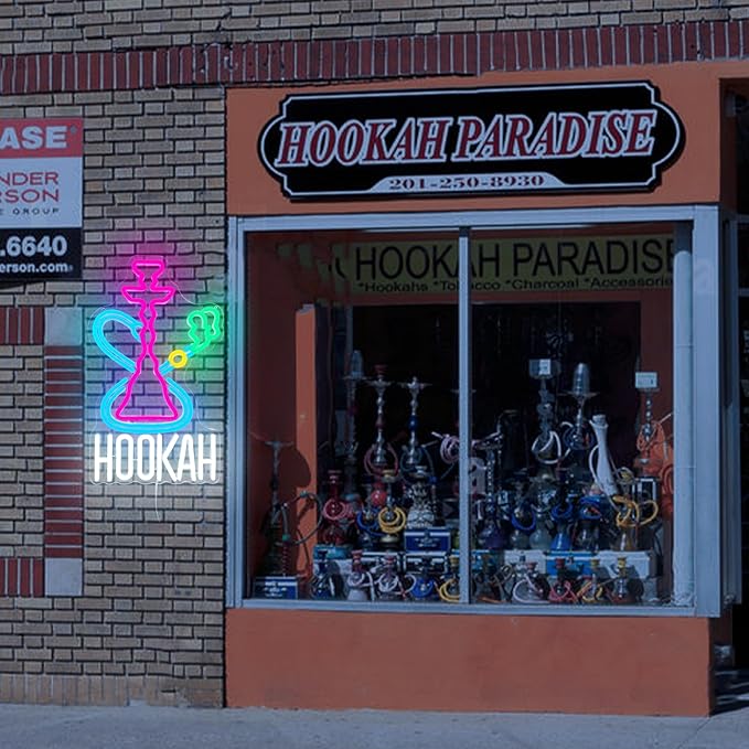 Hookah Neon Sign Nargile Lounge Sign Colorful LED Light for Shisha Bars and Lounges Decor Dimable USB Neon Signs for Man Cave,Hookah Shops,Vape Bars and Vapor Lounges(16.5 * 9.8inch)-Ruum Studio Home