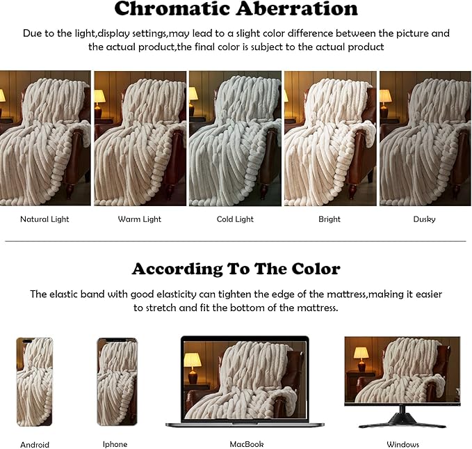 NEWCOSPLAY Faux Fur Twin Blanket Linen 3D Ribbed Plush Thick Warm Blanket for Couch Sofa Bed 850GSM (Linen Ribbed, Twin(60"x80"))-Ruum Studio Home