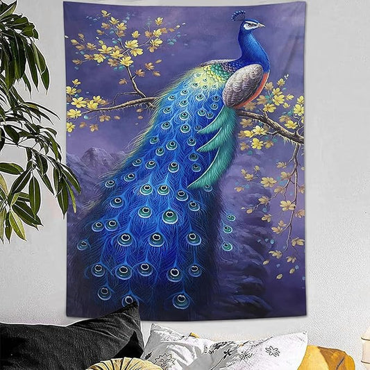 yowecso Peacock Tapestry - Purple Peacock Wall Hanging for Bedroom, Living Room & Dorm - Aesthetic Wall Decor - 60"x90"-Ruum Studio Home