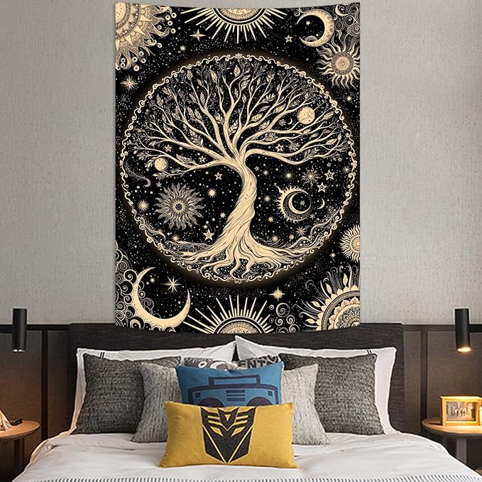 Lunerfex Tree of Life Tapestry Starry Sky Wall Tapestry, Vintage Tapestries for Bedroom Ceiling Tapestries Wall Hanging for Bedroom Living Room Decor Tree-3 36"x48"-Ruum Studio Home