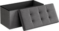 SONGMICS MAZIE Collection - 30 Inches Folding Storage Ottoman Bench, Ottoman Foot Rest, End of Bed Bench, Storage Chest, Load 660 lb, for Living Room, Bedroom, Entryway, Dark Gray ULSF47K-Ruum Studio Home