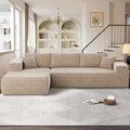 104" Cloud Sectional Couches for Living Room,L Shaped Boneless Couch in A Box,Sleeper Sofa with Comfy Chaise No Assembly Required,Camel-Ruum Studio Home