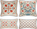 patdrea Designer Throw Pillow Covers Set of 4,Brilliant Vintage Red Tropical Linen with Floral Pattern Pillow Cover,Decorative Lumbar and Square Pillowcases Cushion for Bed Living Room Outdoor-Ruum Studio Home